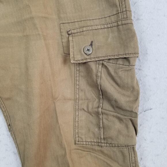 Wear First Cargo Pants Mens 34x30 Khaki Casual Cotton Utility Pockets Belted - Picture 6 of 13